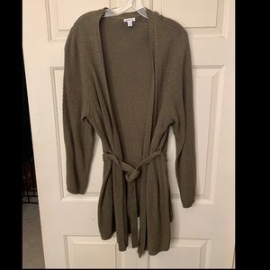 DRESS BARN- Army Green Sweater w/ knitted belt